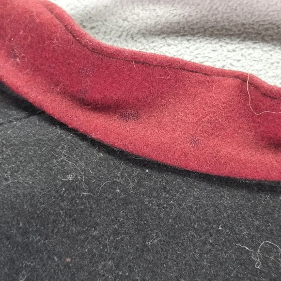 Wool Pea Coat Mens Large Black Sherpa Lined Band Collar Button Front Winter - Picture 8 of 9